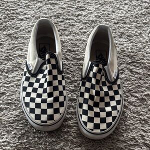 Vans Kids Checkered Slip-On Shoes - Black and White